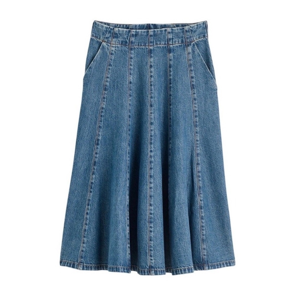 Madewell denim circle midi Skirt size 27 side pockets - Picture 2 of 3